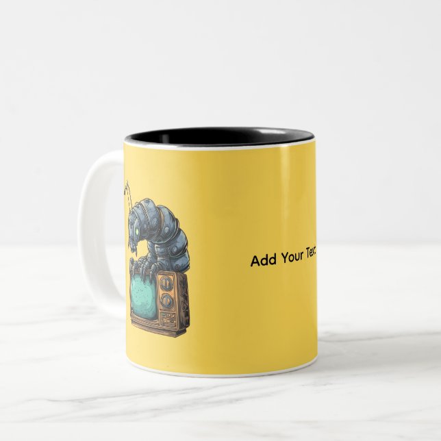 De Café Em Dois Tons Caneca Bug Retro TV Sci-Fi (Frente Esquerda)