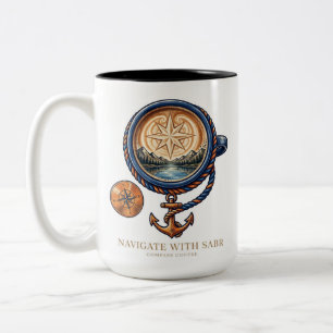 De Café Em Dois Tons Caneca Bússola Âncora Vintage para Marinheiros