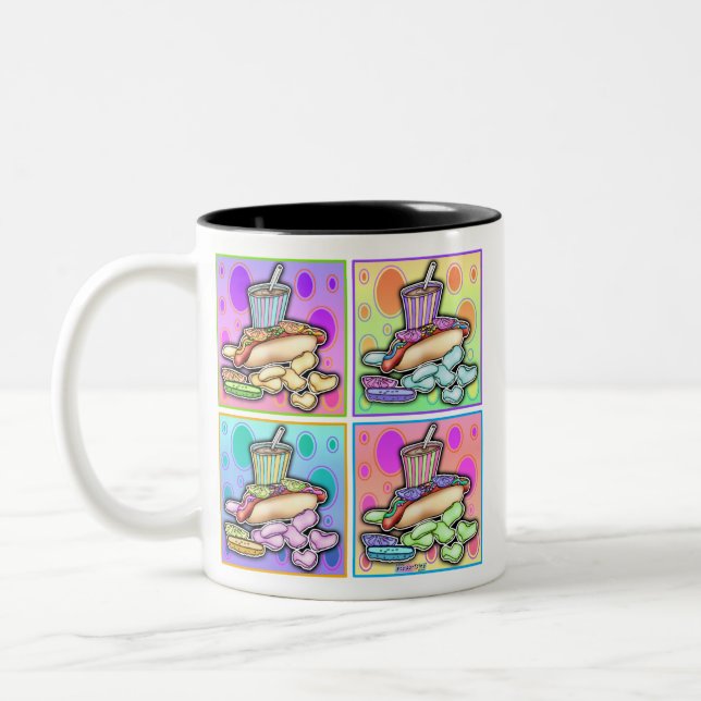 De Café Em Dois Tons Caneca - Cachorro Quente Pop Art com Batata Frita  (Esquerda)