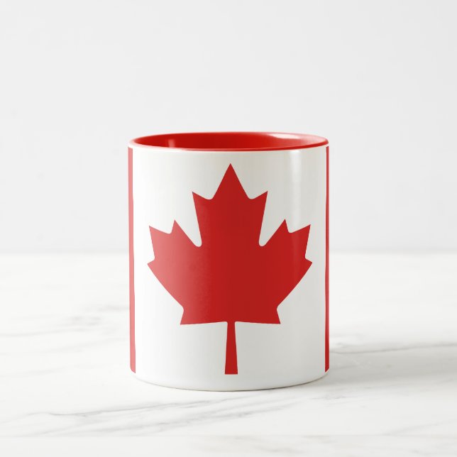 De Café Em Dois Tons Caneca canadense da bandeira (Centro)