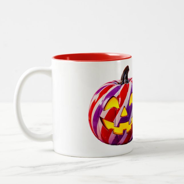 De Café Em Dois Tons Caneca Candy Stripe Pumpkin II (Esquerda)