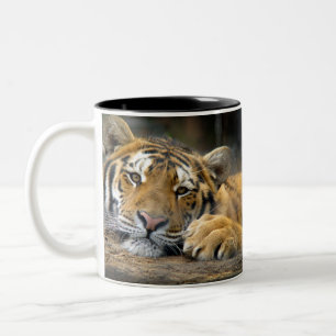 De Café Em Dois Tons Caneca canhota do tigre