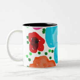 De Café Em Dois Tons Caneca caprichosa e brilhante com flores abstratas