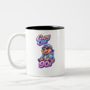 De Café Em Dois Tons Caneca Capy Cool Anos 90 Neon Capivara Retro