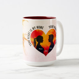 De Café Em Dois Tons Caneca Casal Pôr do Sol Romântico Meu Lar Meu Cora