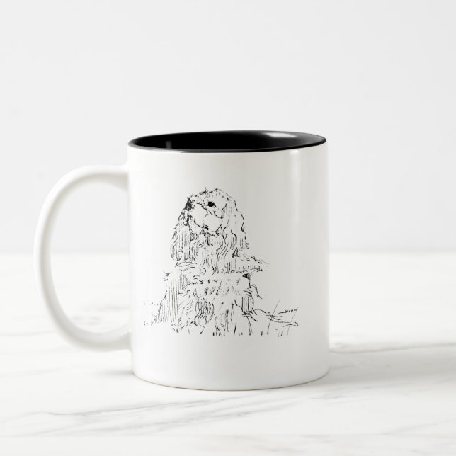 De Café Em Dois Tons Caneca Cavalier King Charles Spaniel, Tinta Minima (Esquerda)
