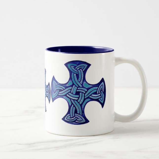 De Café Em Dois Tons Caneca celta azul do nó (Direita)