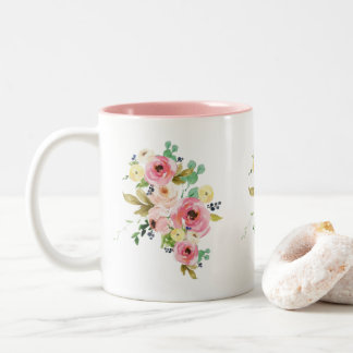 De Café Em Dois Tons Caneca Cerâmica Aquarela Floral