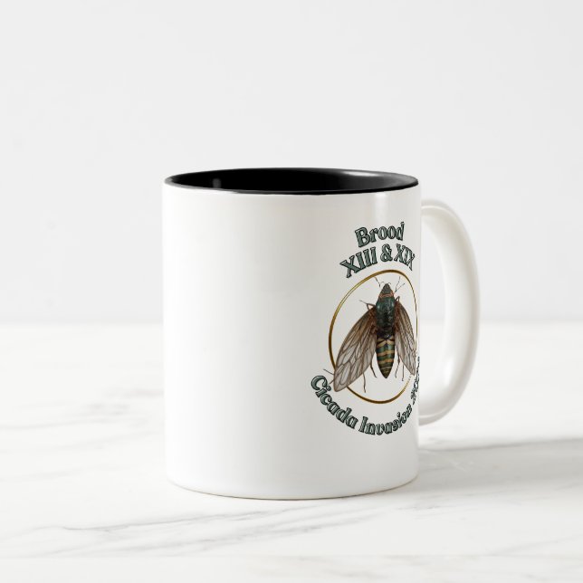 De Café Em Dois Tons Caneca Cicada 2024 Brood XIII e XIX (Frente Esquerda)