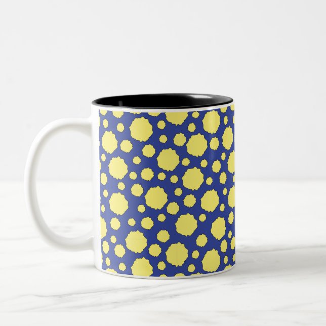 De Café Em Dois Tons Caneca círculos amarelos geométricos divertidos (Esquerda)