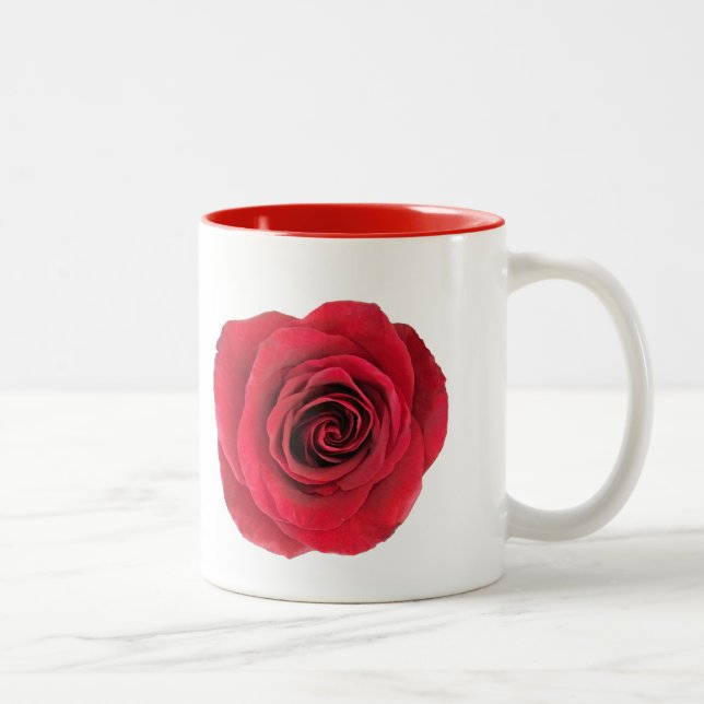 De Café Em Dois Tons Caneca Clássica Rosa Vermelha (Direita)