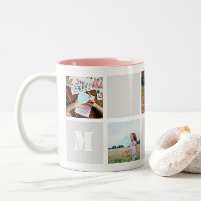 De Café Em Dois Tons Caneca Colagem Dia das Mães 10 Fotos Mãe (Com Donut)