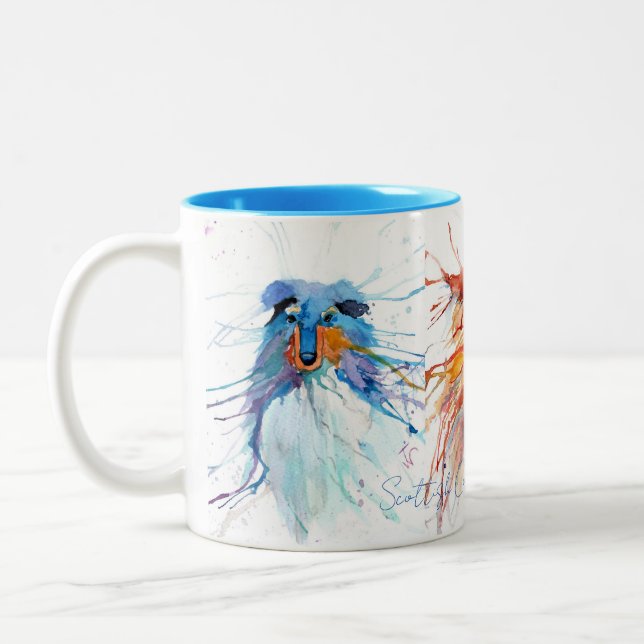 De Café Em Dois Tons Caneca Collies Escoceses Caprichosos (Esquerda)