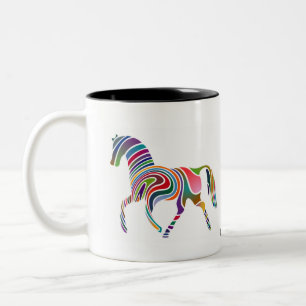 De Café Em Dois Tons Caneca colorida acenada do cavalo
