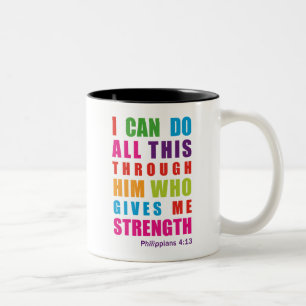 De Café Em Dois Tons Caneca colorida da escritura da bíblia do 4:13 do