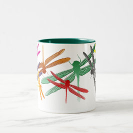 De Café Em Dois Tons Caneca colorida da libélula do deslize