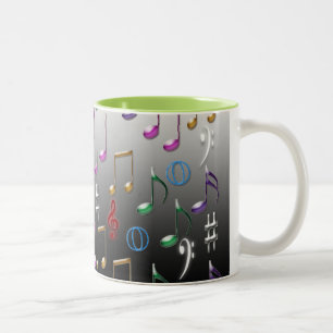 De Café Em Dois Tons Caneca colorida das notas musicais