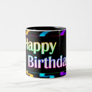 De Café Em Dois Tons Caneca colorida do feliz aniversario