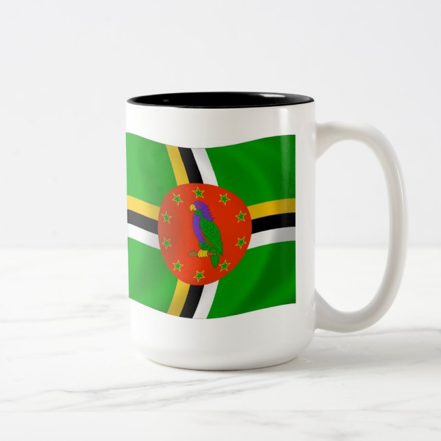 De Café Em Dois Tons Caneca com a Bandeira da Dominica (Direita)