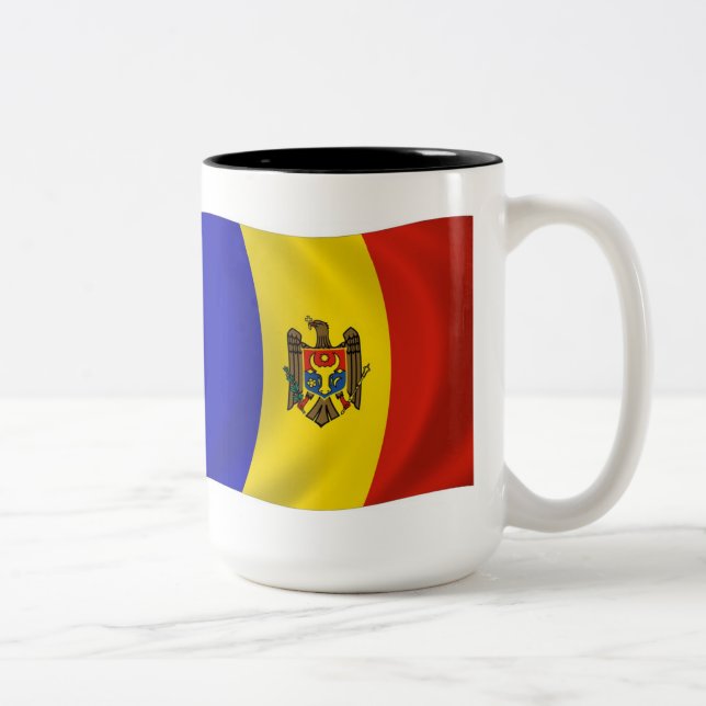 De Café Em Dois Tons Caneca com a Bandeira da Moldávia (Direita)
