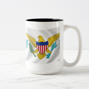 De Café Em Dois Tons Caneca com a Bandeira das Ilhas Virgens Americanas