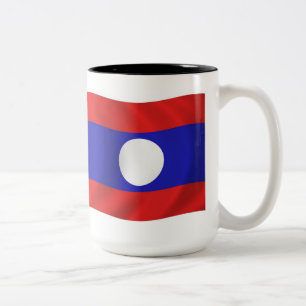 De Café Em Dois Tons Caneca com a Bandeira do Laos