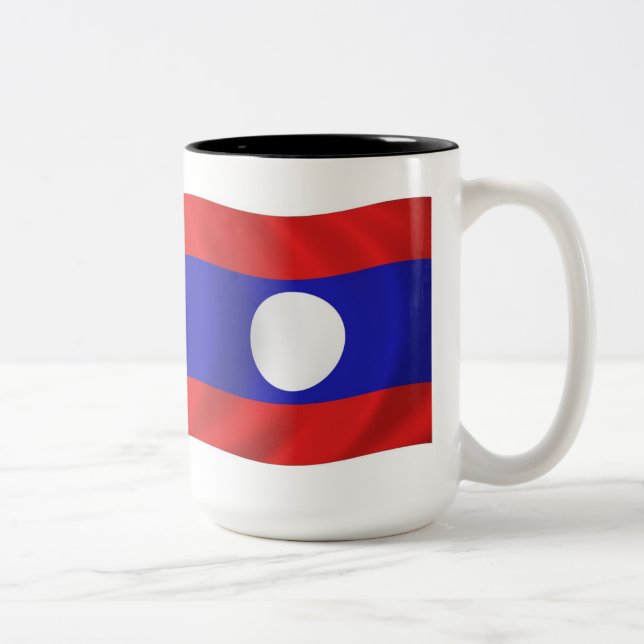 De Café Em Dois Tons Caneca com a Bandeira do Laos (Direita)