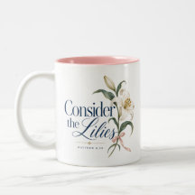 Caneca com Acento Rosa Considerai os Lírios Cristã