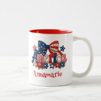 De Café Em Dois Tons Caneca com Design Floral Patriótico America Faux Q
