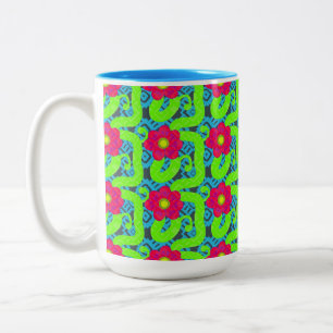 De Café Em Dois Tons Caneca com Estampa Floral Tropical