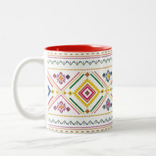 De Café Em Dois Tons Caneca com Estampa Marroquina   Geométrico Tribal 