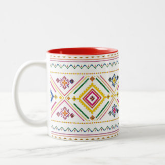 De Café Em Dois Tons Caneca com Estampa Marroquina | Geométrico Tribal