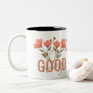 De Café Em Dois Tons caneca com flor e bom dia
