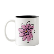 caneca com flor rosa pintada à mão simples