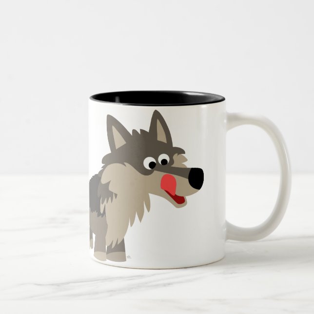 De Café Em Dois Tons Caneca com fome do lobo dos desenhos animados (Direita)
