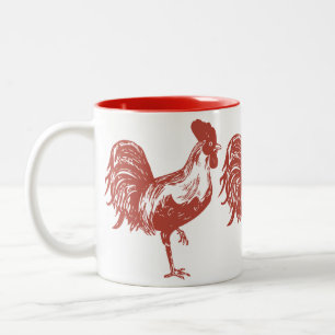 De Café Em Dois Tons Caneca com galo vermelho