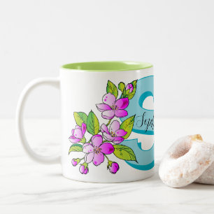 De Café Em Dois Tons Caneca com monograma personalizado + nome (estilo: