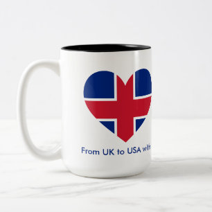 De Café Em Dois Tons Caneca com Nome Personalizado e Coração da Bandeir