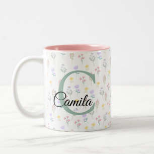 De Café Em Dois Tons Caneca com Nome Personalizado e Inicial