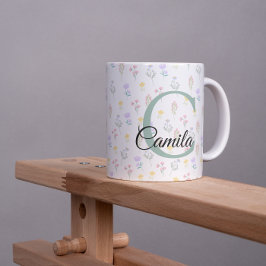 De Café Em Dois Tons Caneca com Nome Personalizado e Inicial