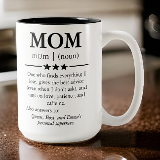 De Café Em Dois Tons Caneca com nome personalizado, Presente para mãe, 