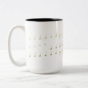 De Café Em Dois Tons Caneca com Notas Musicais Metálicas Douradas