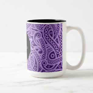 De Café Em Dois Tons Caneca com Padrão Paisley Roxo Funky Personalizado