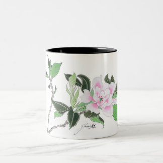 De Café Em Dois Tons Caneca cor-de-rosa da flor