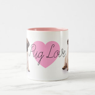De Café Em Dois Tons Caneca cor-de-rosa do amor do Pug