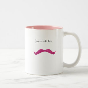 De Café Em Dois Tons Caneca cor-de-rosa do bigode do brilho