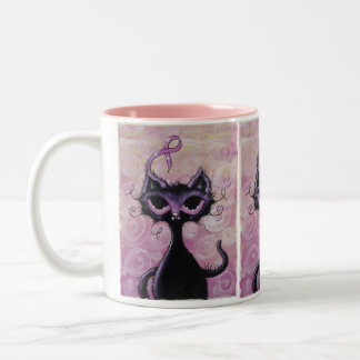 De Café Em Dois Tons caneca cor-de-rosa do cancro da mama da fita do
