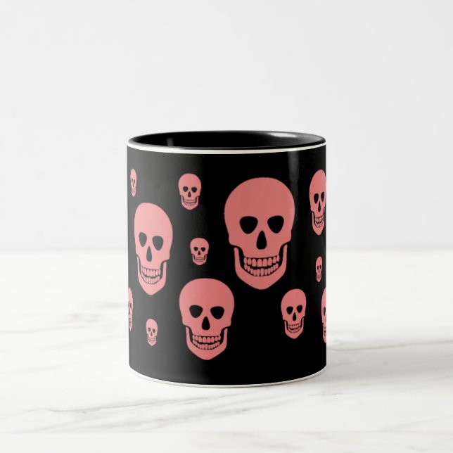 De Café Em Dois Tons Caneca cor-de-rosa do crânio (Centro)