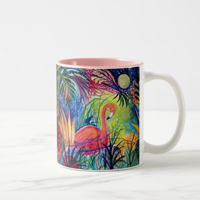 De Café Em Dois Tons Caneca cor-de-rosa do flamingo (Direita)