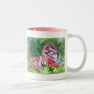 De Café Em Dois Tons Caneca cor-de-rosa do tigre
